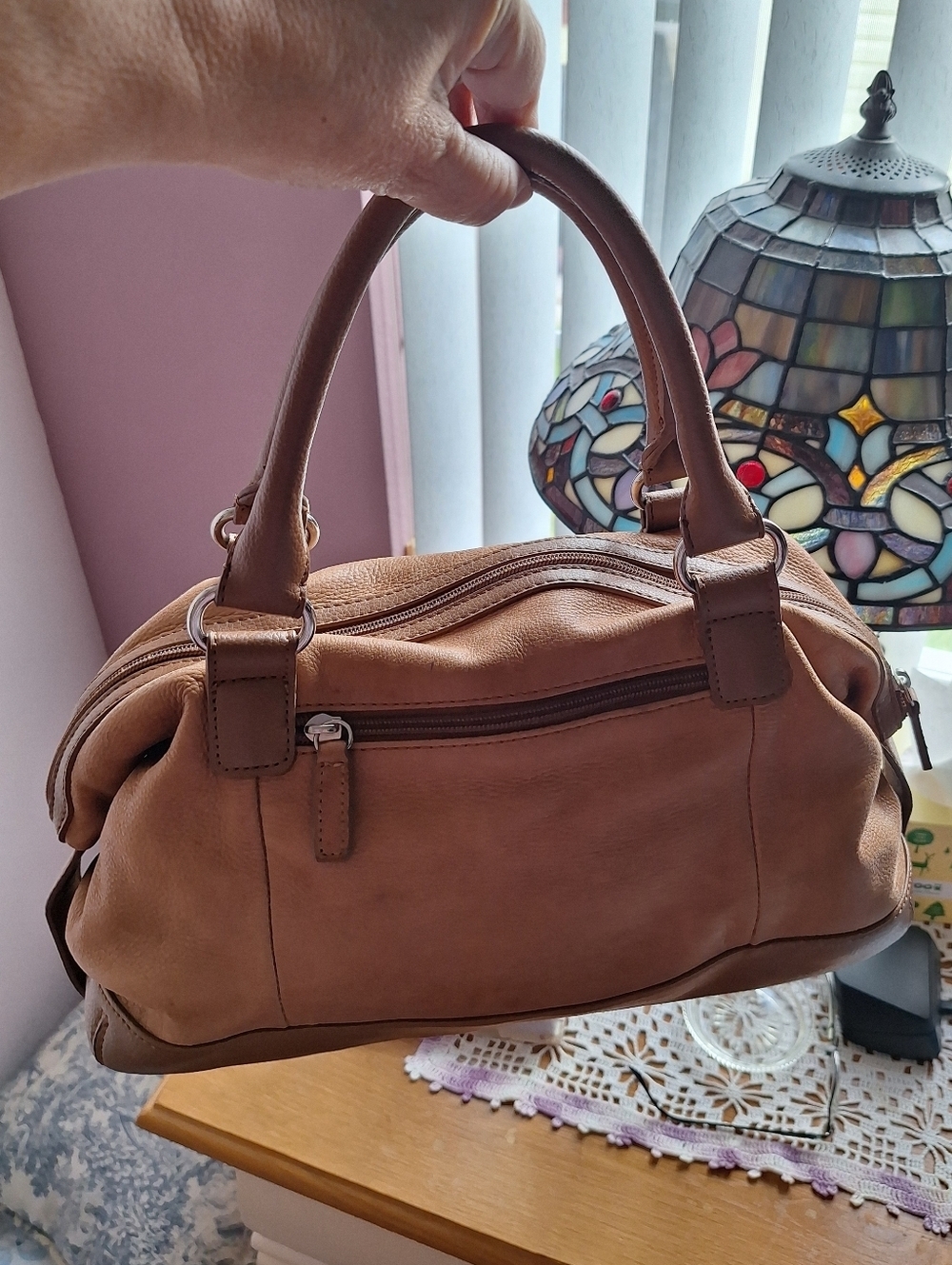 Worthington Brown Leather Satchel Handbag